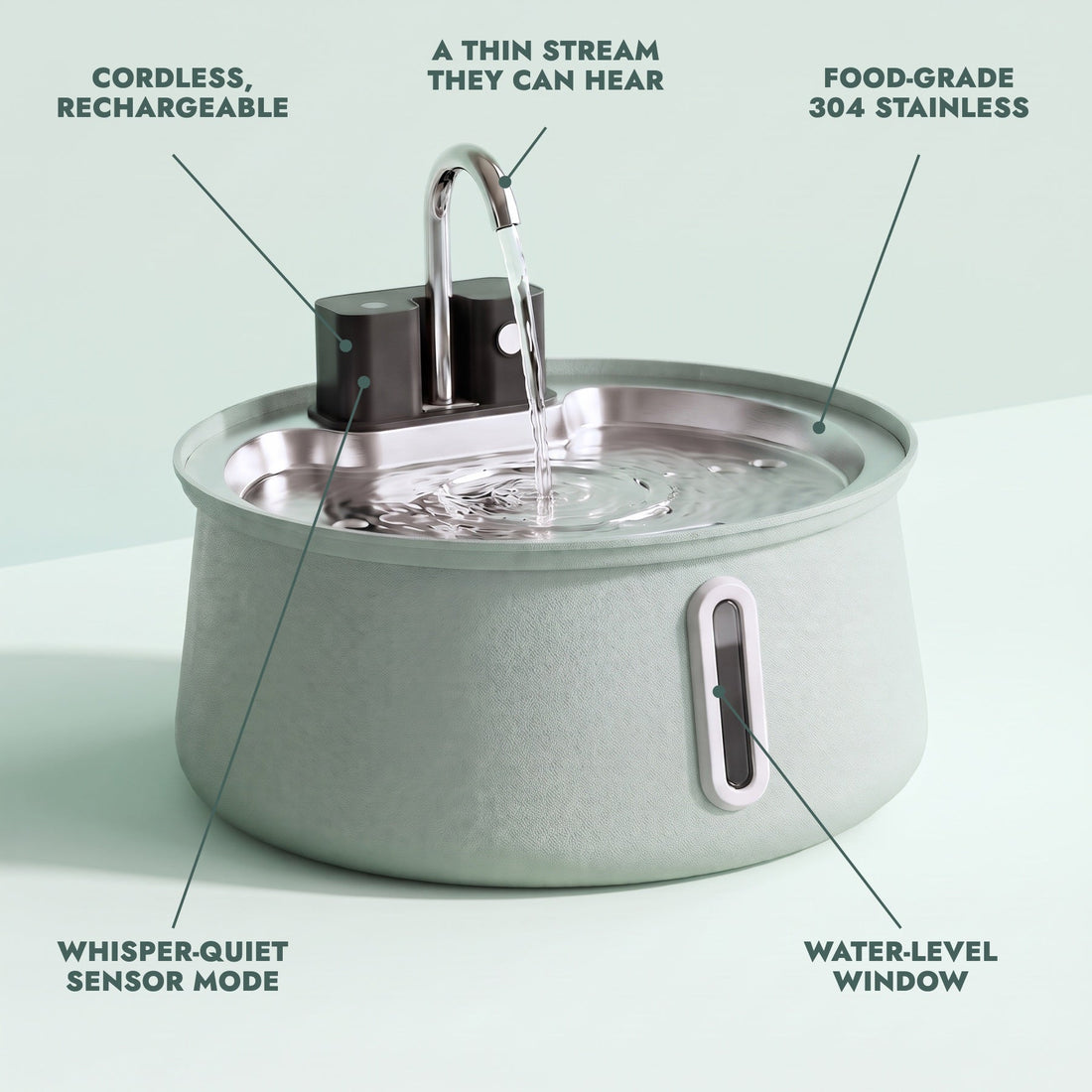 Coolabah Cordless Fountain features at a glance