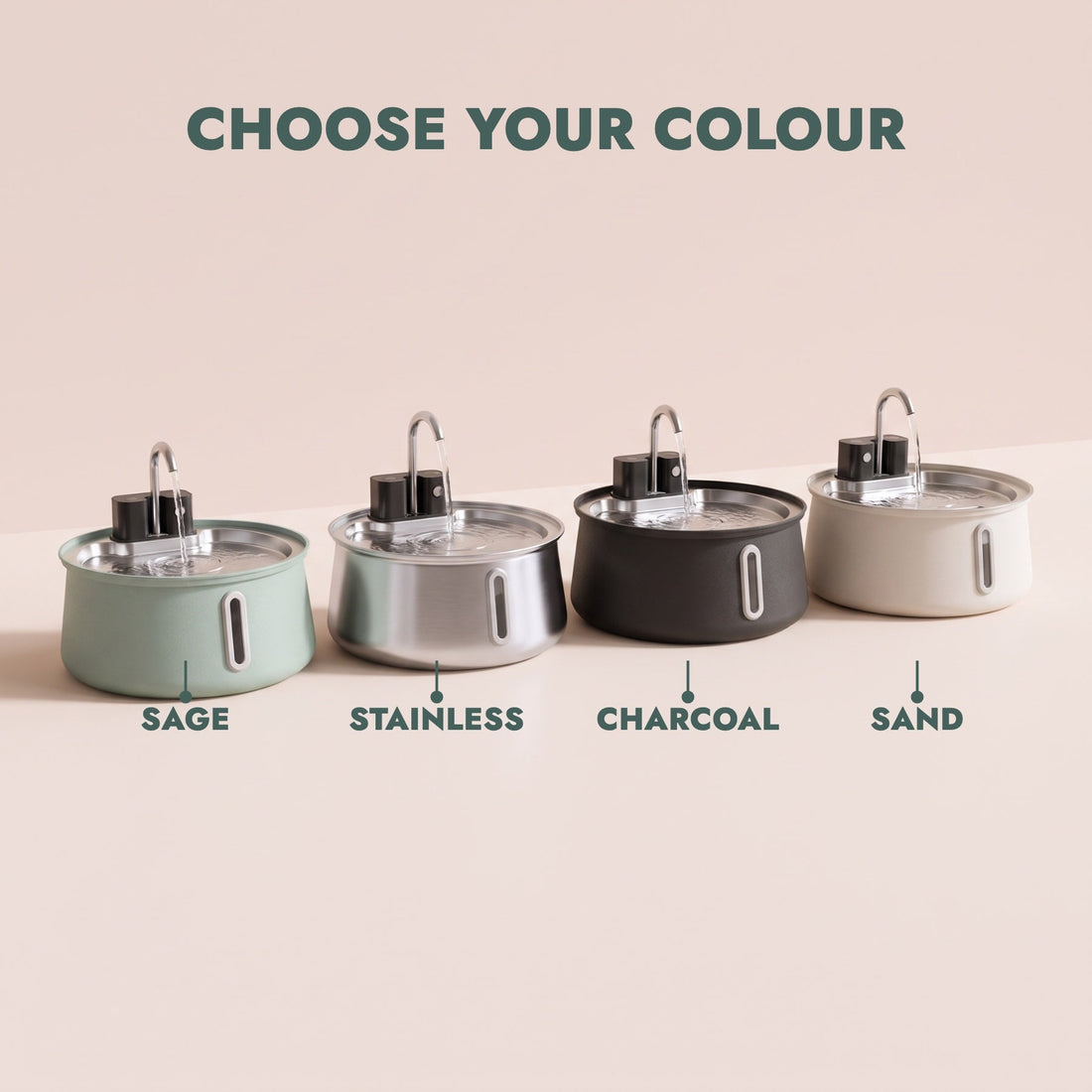 Coolabah Fountain colours: Sage, Stainless, Charcoal, Sand